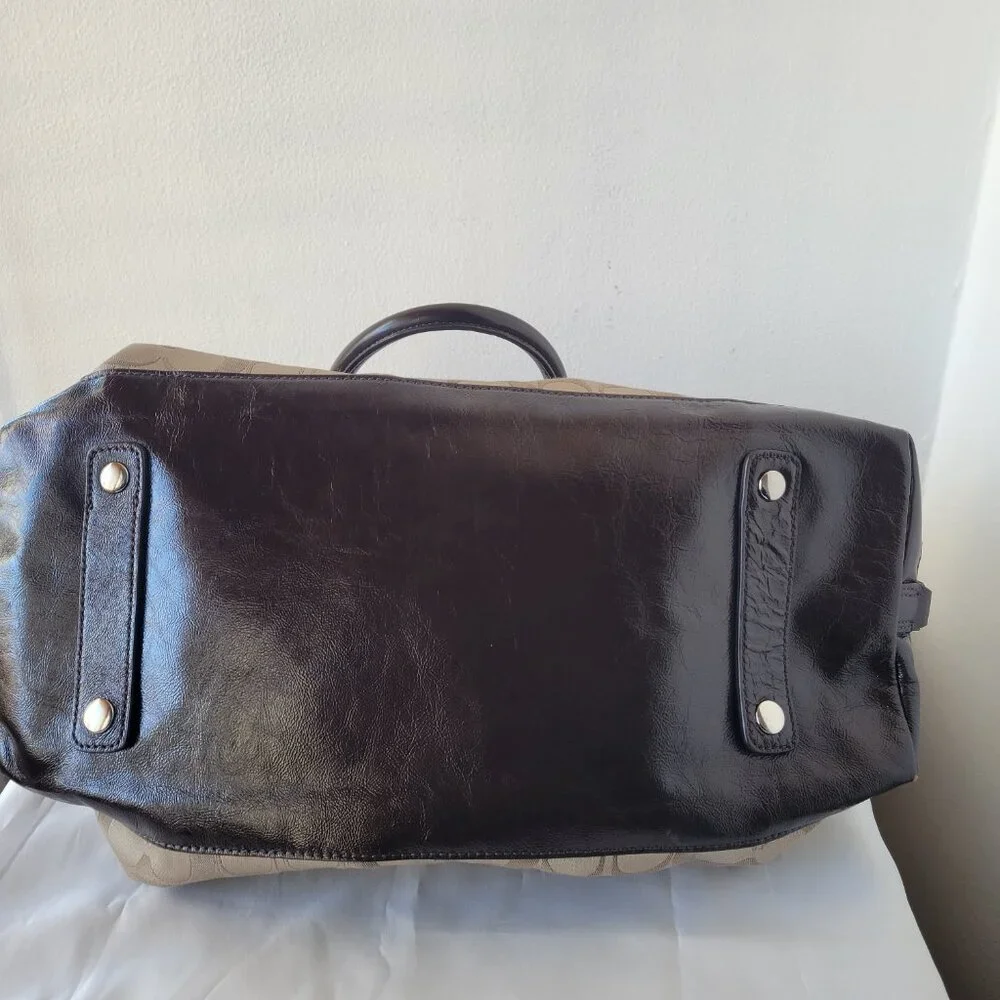 Coach Ashley Signature Sateen Brown/Khaki Satchel Handbag - Picture 10 of 16